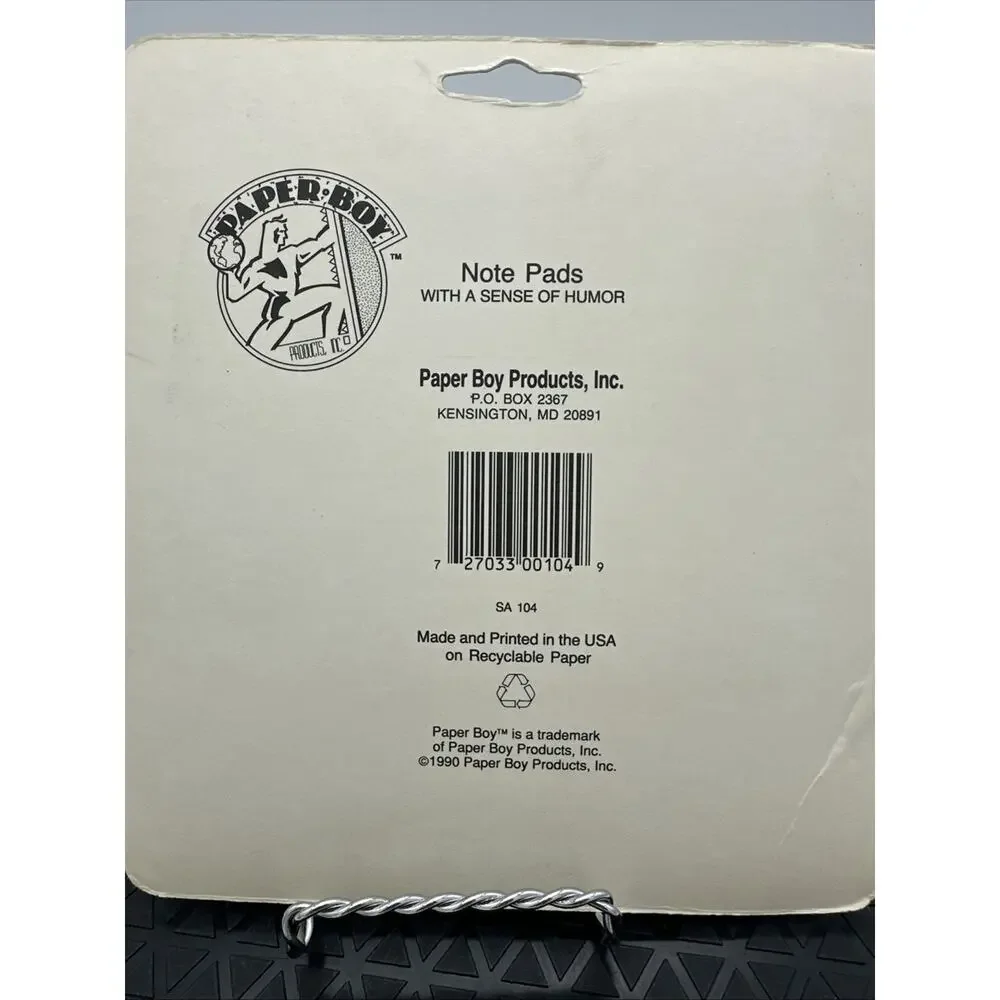 Vintage 1990 Paperboy Funny Notepad